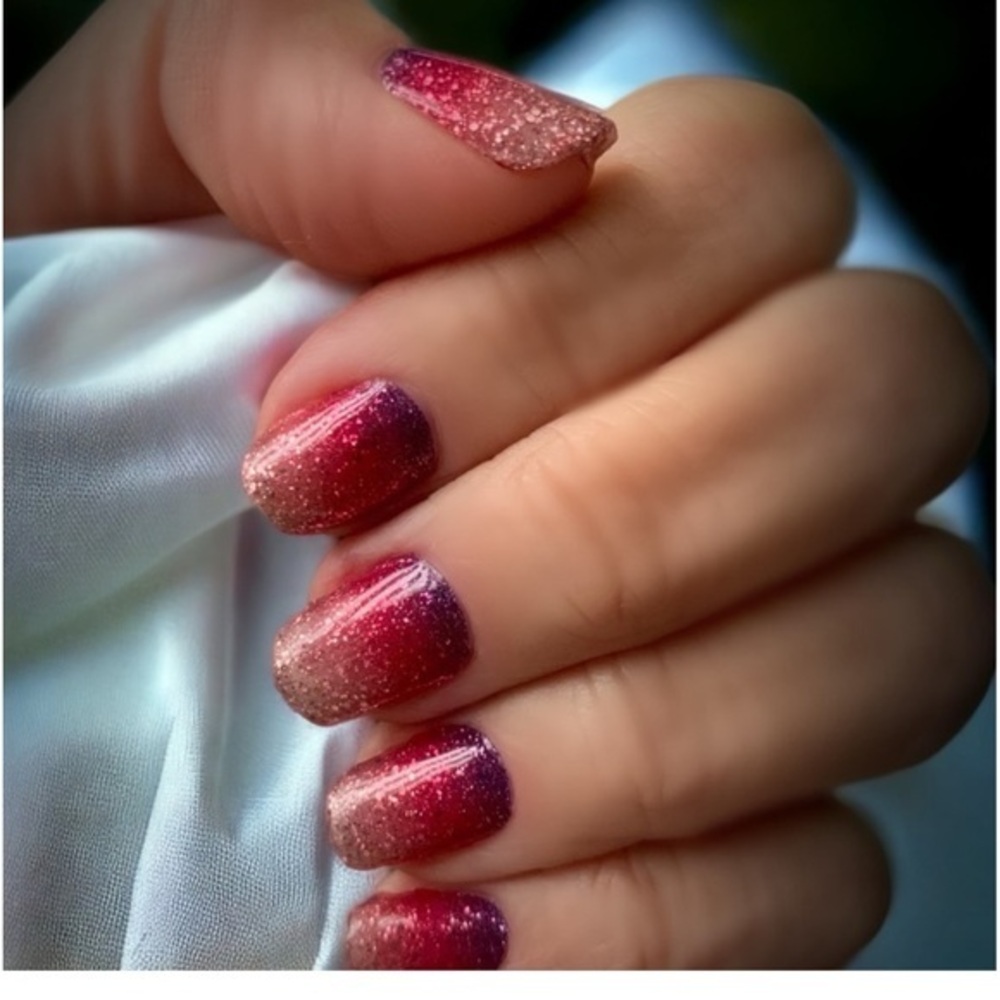 Color Street | Nuclear Fushsian, glitter ombré purple to light pink.